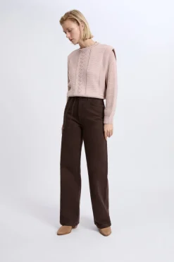 Outlet ETAM Pull à épaulettes avec laine ROSE CLAIR