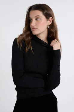 Discount ETAM Pull en tricot irisé à col montant NOIR