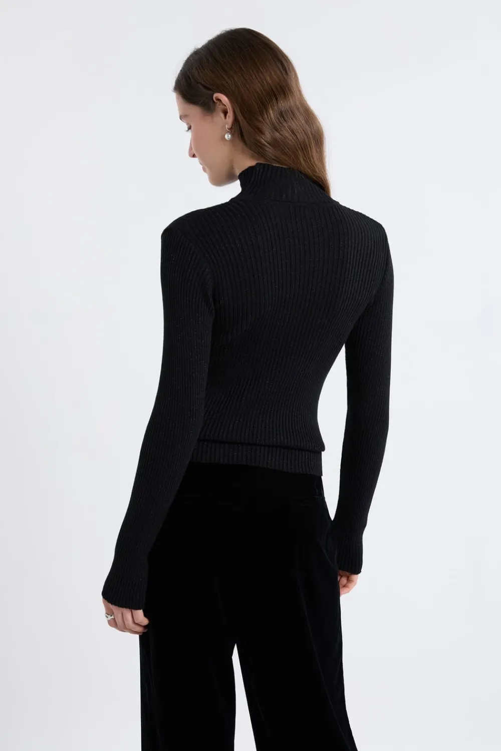 Discount ETAM Pull en tricot irisé à col montant NOIR
