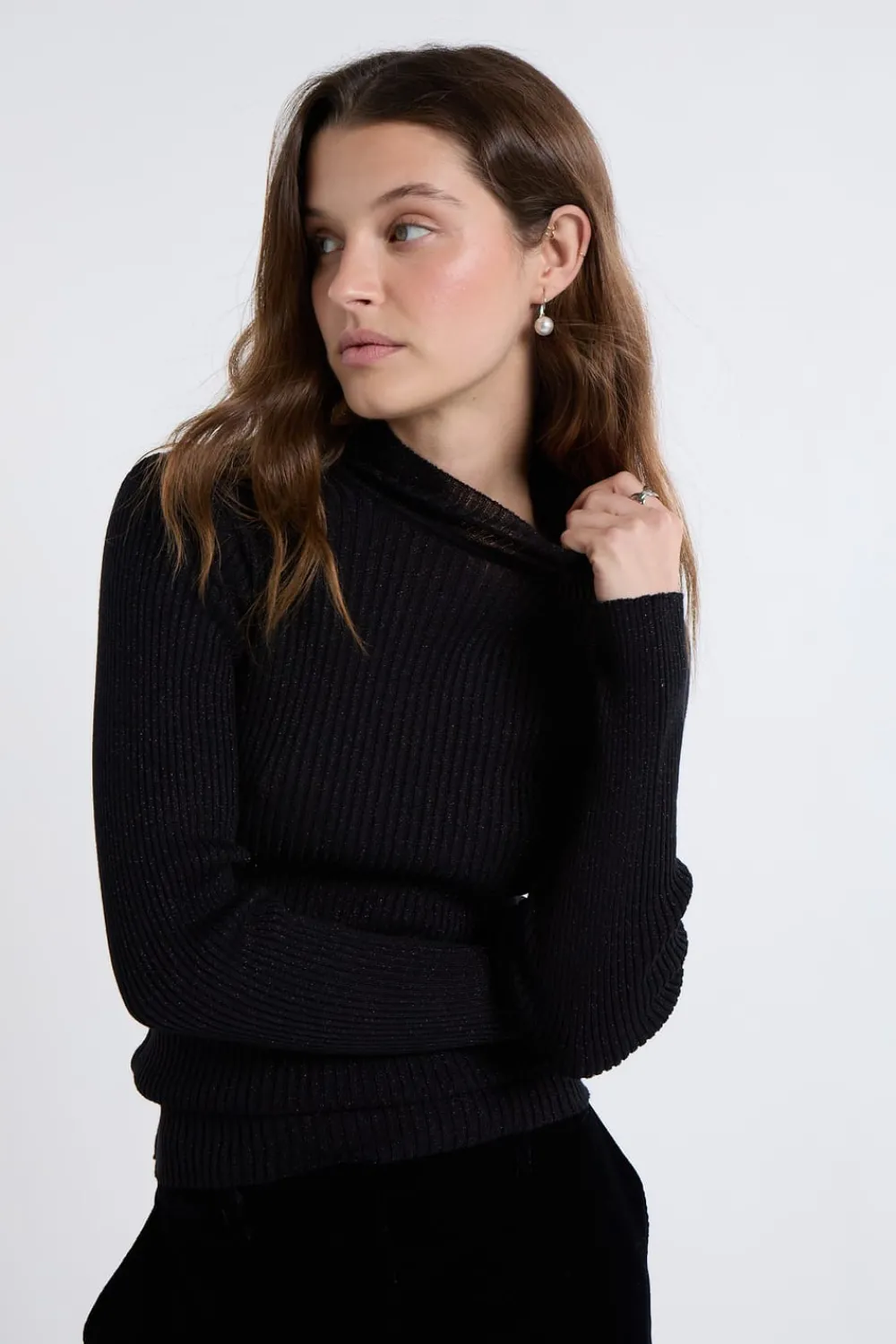 Discount ETAM Pull en tricot irisé à col montant NOIR
