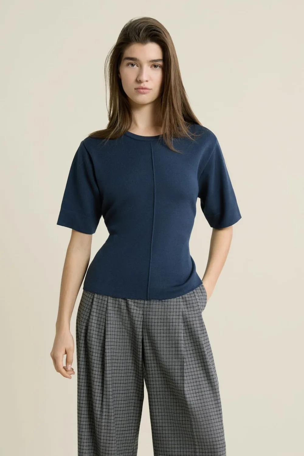 Discount ETAM Pull manches courtes ceinturée ENCRE