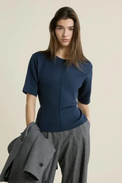 Discount ETAM Pull manches courtes ceinturée ENCRE