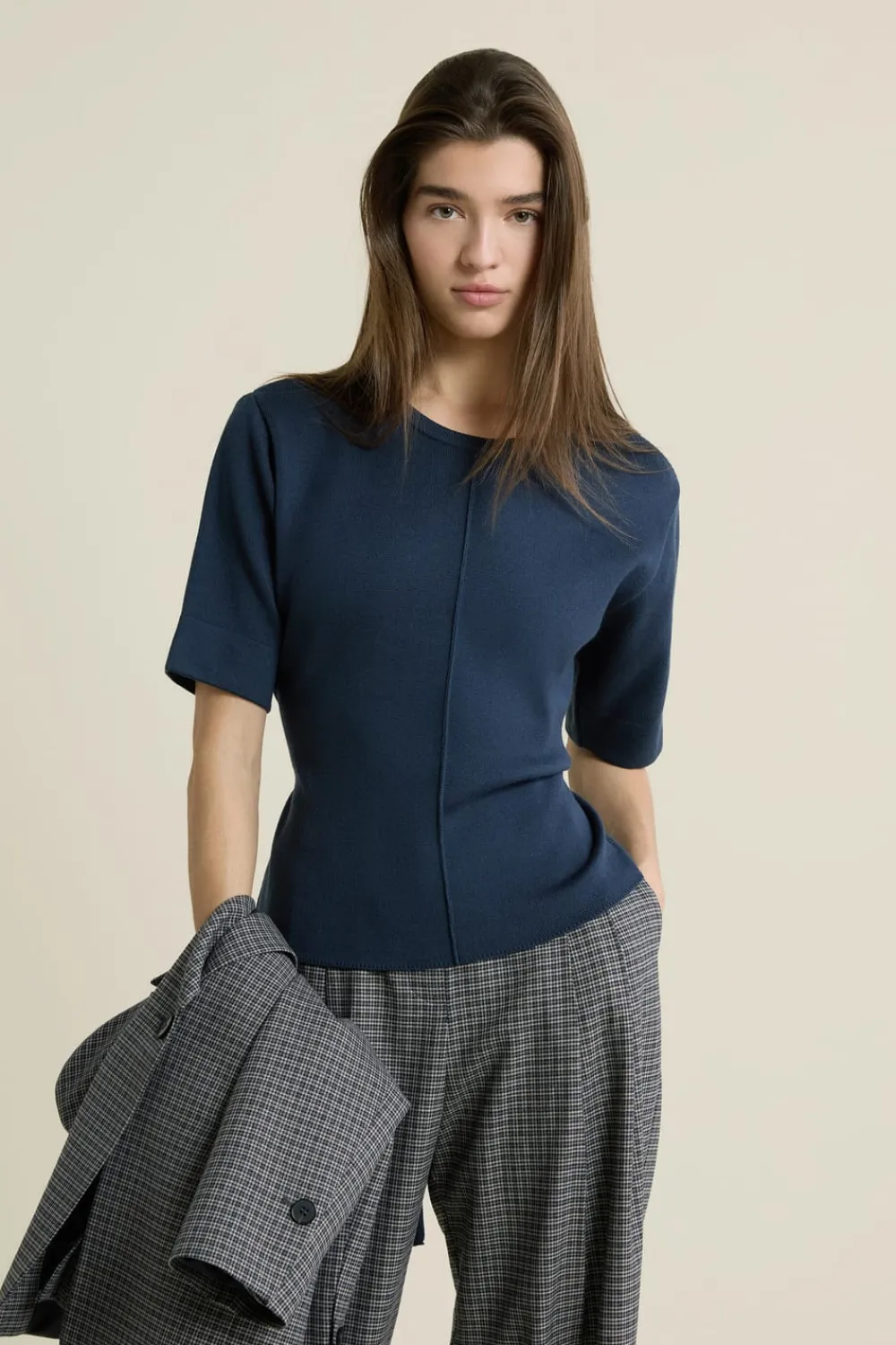 Discount ETAM Pull manches courtes ceinturée ENCRE