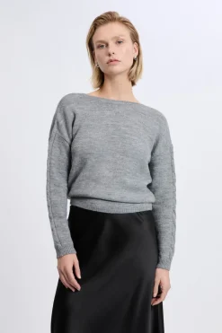 Discount ETAM Pull torsadé dos nu GRIS
