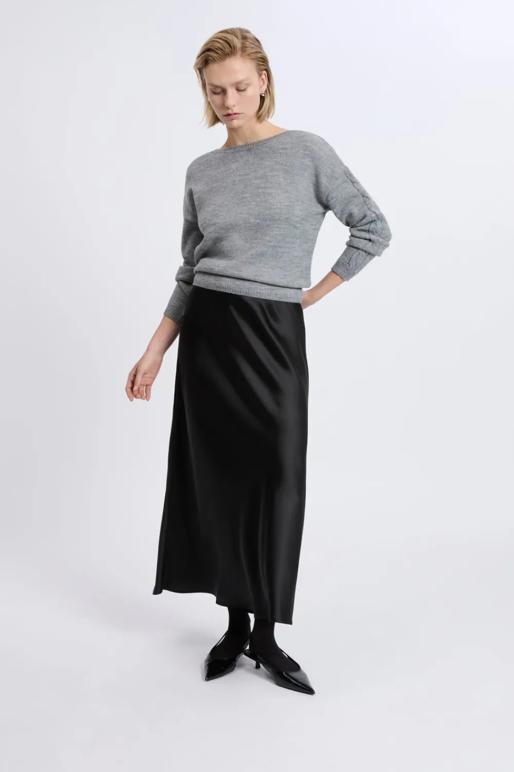 Discount ETAM Pull torsadé dos nu GRIS