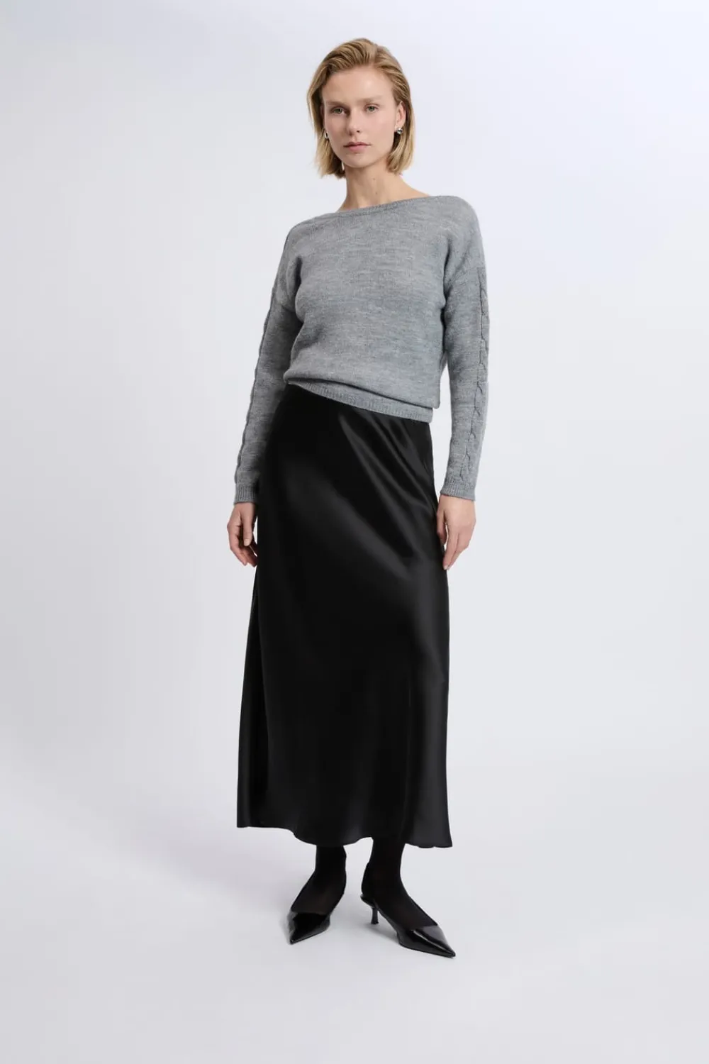 Discount ETAM Pull torsadé dos nu GRIS