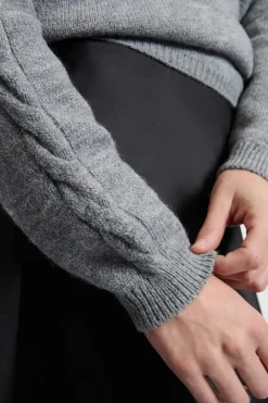 Discount ETAM Pull torsadé dos nu GRIS