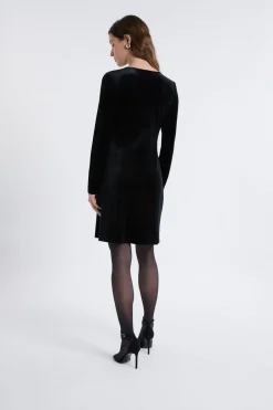 Hot ETAM Robe à manches longues en velours avec détail anneaux NOIR