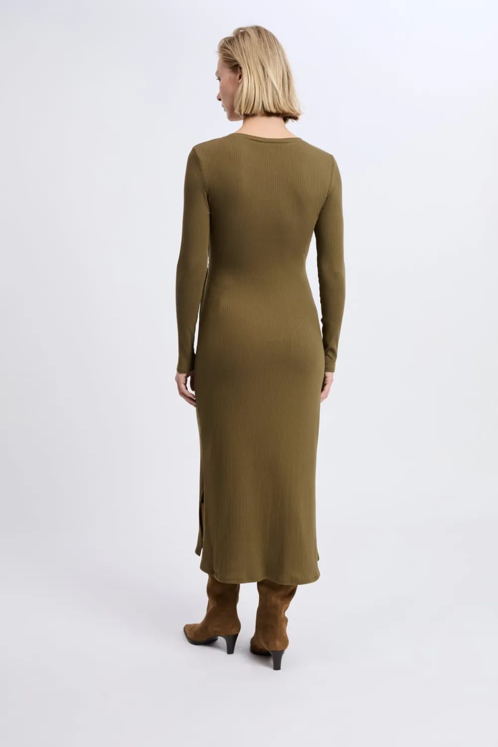 Sale ETAM Robe avec détail à nouer en coton ARGILE