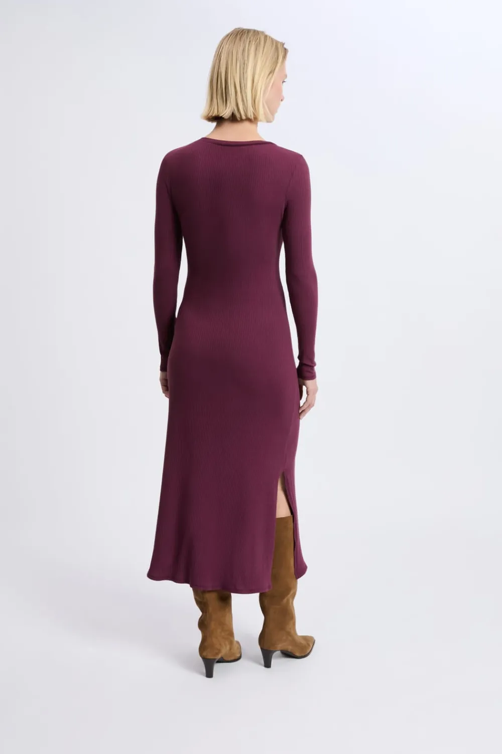 ETAM Robe avec détail à nouer en coton CASSIS