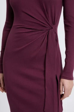 ETAM Robe avec détail à nouer en coton CASSIS
