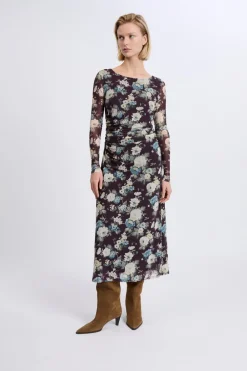 Outlet ETAM Robe longue à motifs fleuris IMP FD VIOLET.