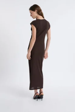 Online ETAM Robe longue fendue MARRON