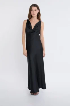 Hot ETAM Robe longue satinée NOIR