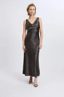 ETAM Robe satinée à imprimé serpent IMP FD BRIQUE