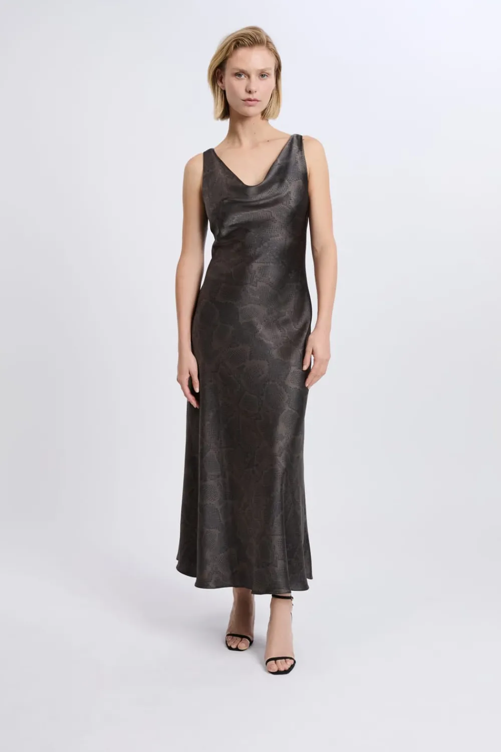 ETAM Robe satinée à imprimé serpent IMP FD BRIQUE
