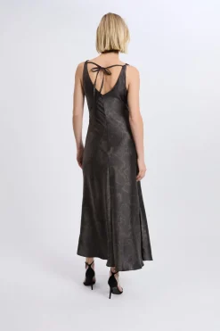ETAM Robe satinée à imprimé serpent IMP FD BRIQUE