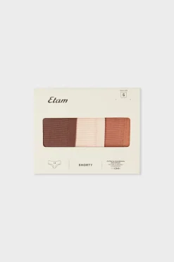 Hot ETAM Set de 3 bragas culottes de algodón BEIGE