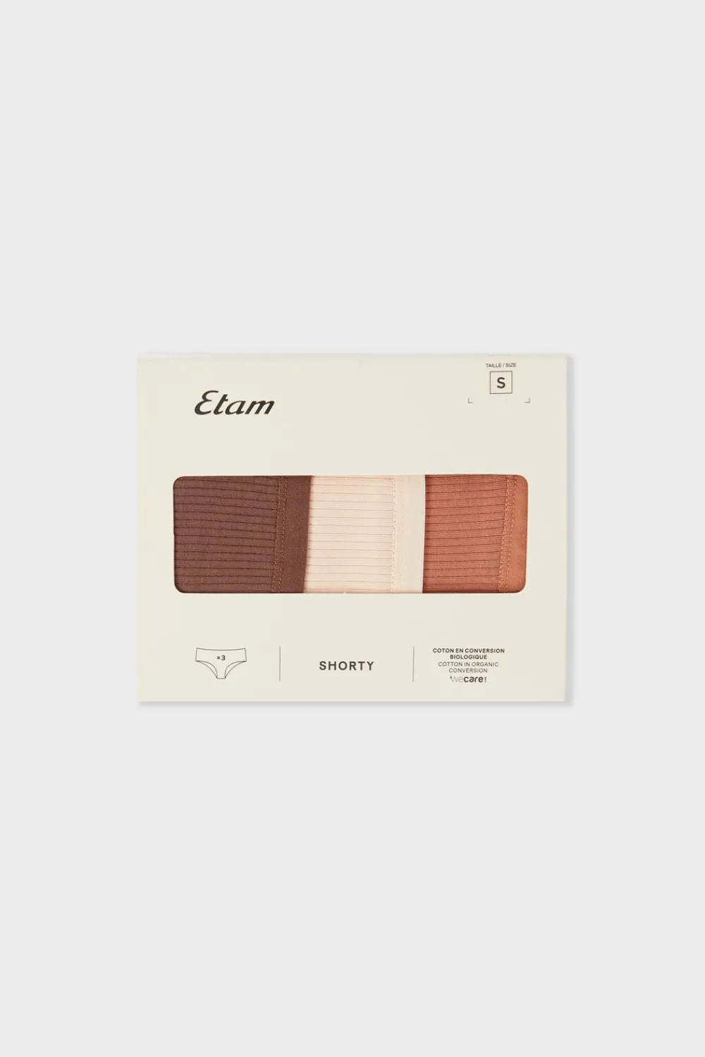 Hot ETAM Set de 3 bragas culottes de algodón BEIGE