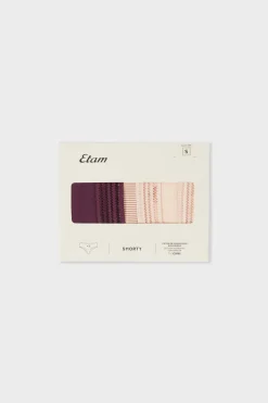 Best ETAM Set de 3 bragas culottes de algodón MORADO