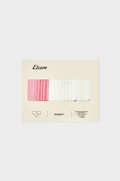 ETAM Set de 3 bragas culottes de algodón y encaje con motivos ROSA
