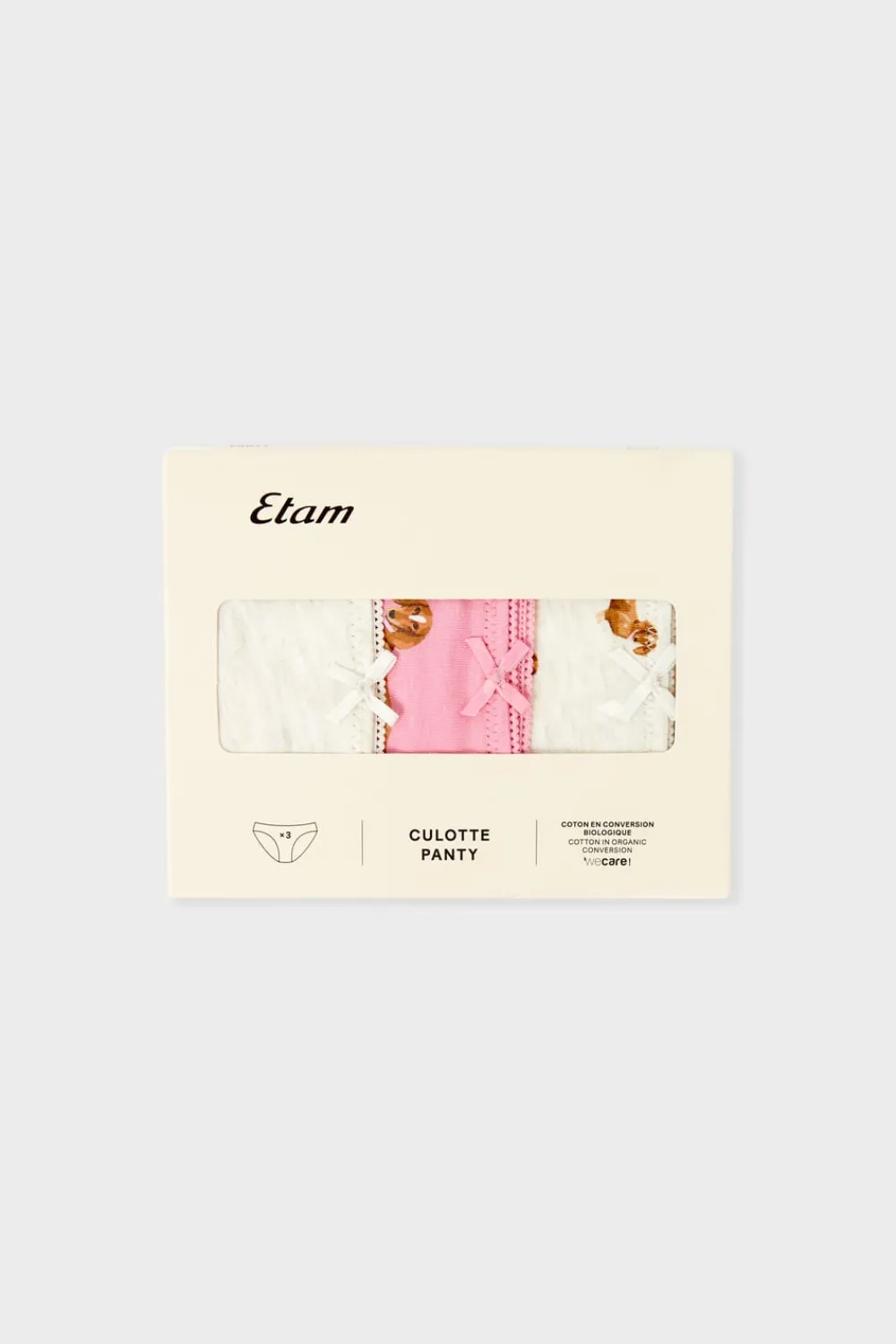 Hot ETAM Set de 3 bragas de algodón ROSA
