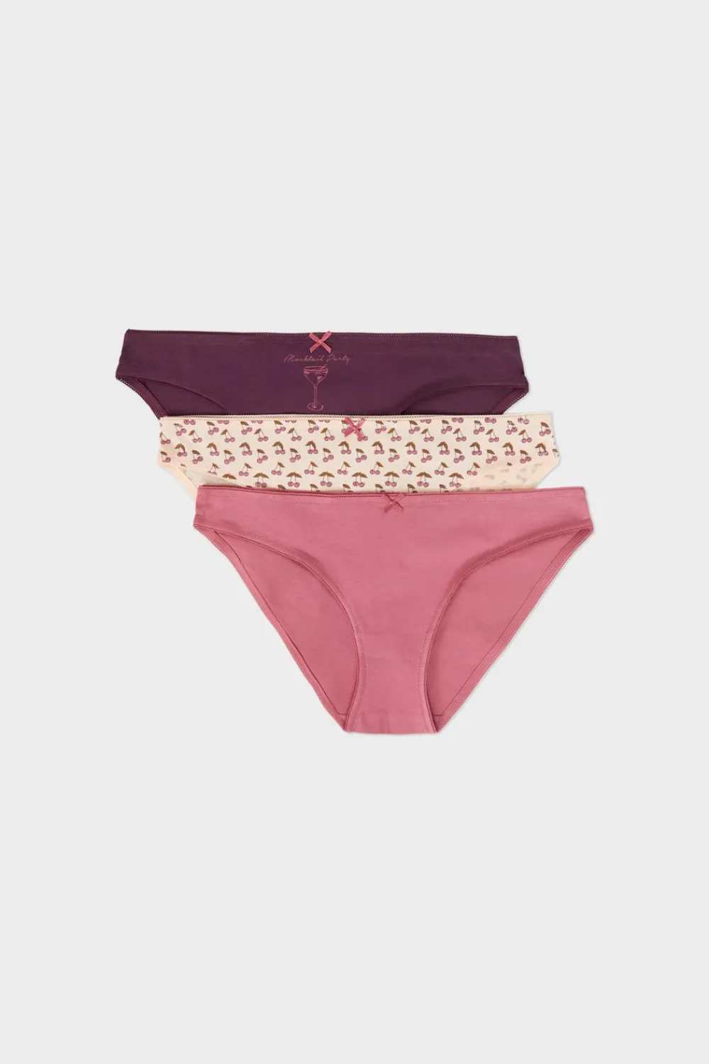ETAM Set de 3 bragas de algodón MORADO