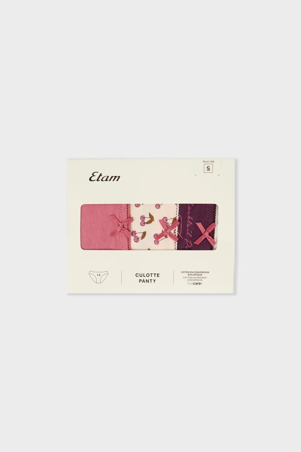 ETAM Set de 3 bragas de algodón MORADO
