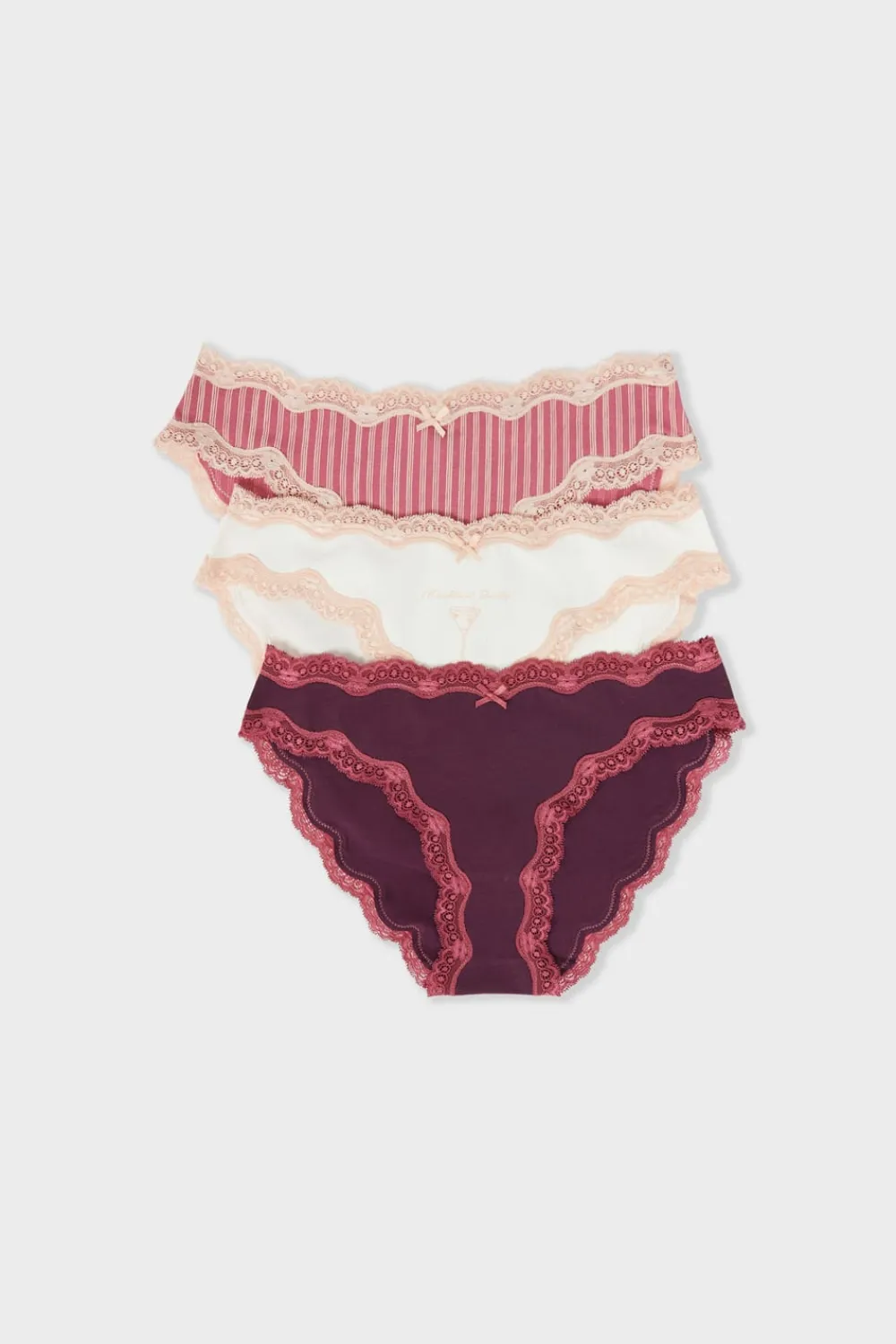 Discount ETAM Set de 3 bragas de algodón MORADO