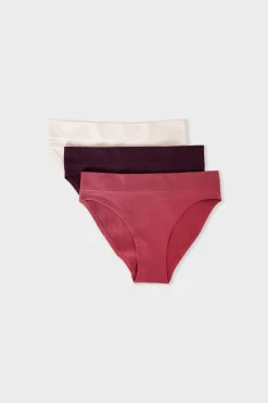 New ETAM Set de 3 bragas de algodón ROSA EMPOLVADO