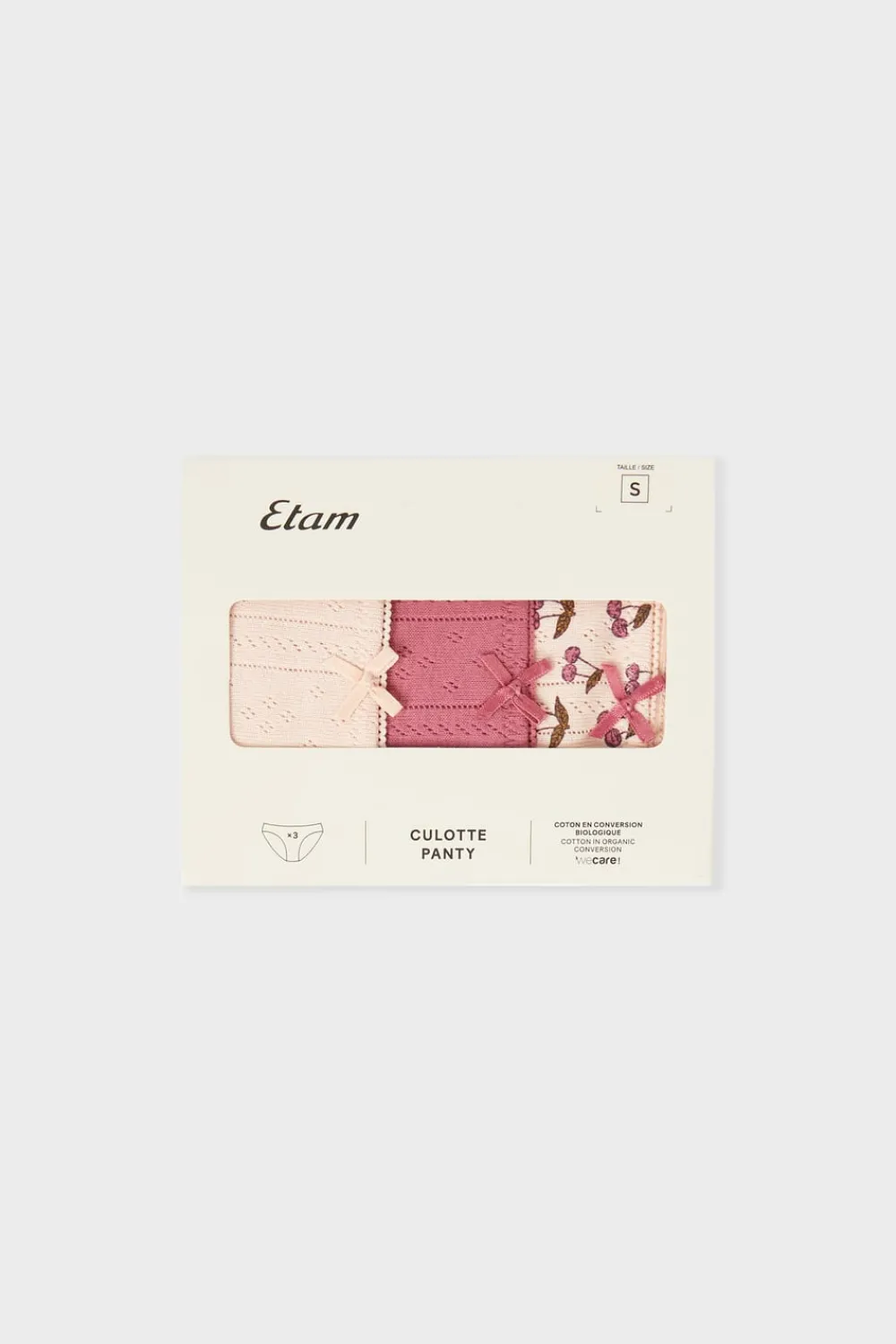 Best ETAM Set de 3 bragas de algodón ROSA EMPOLVADO
