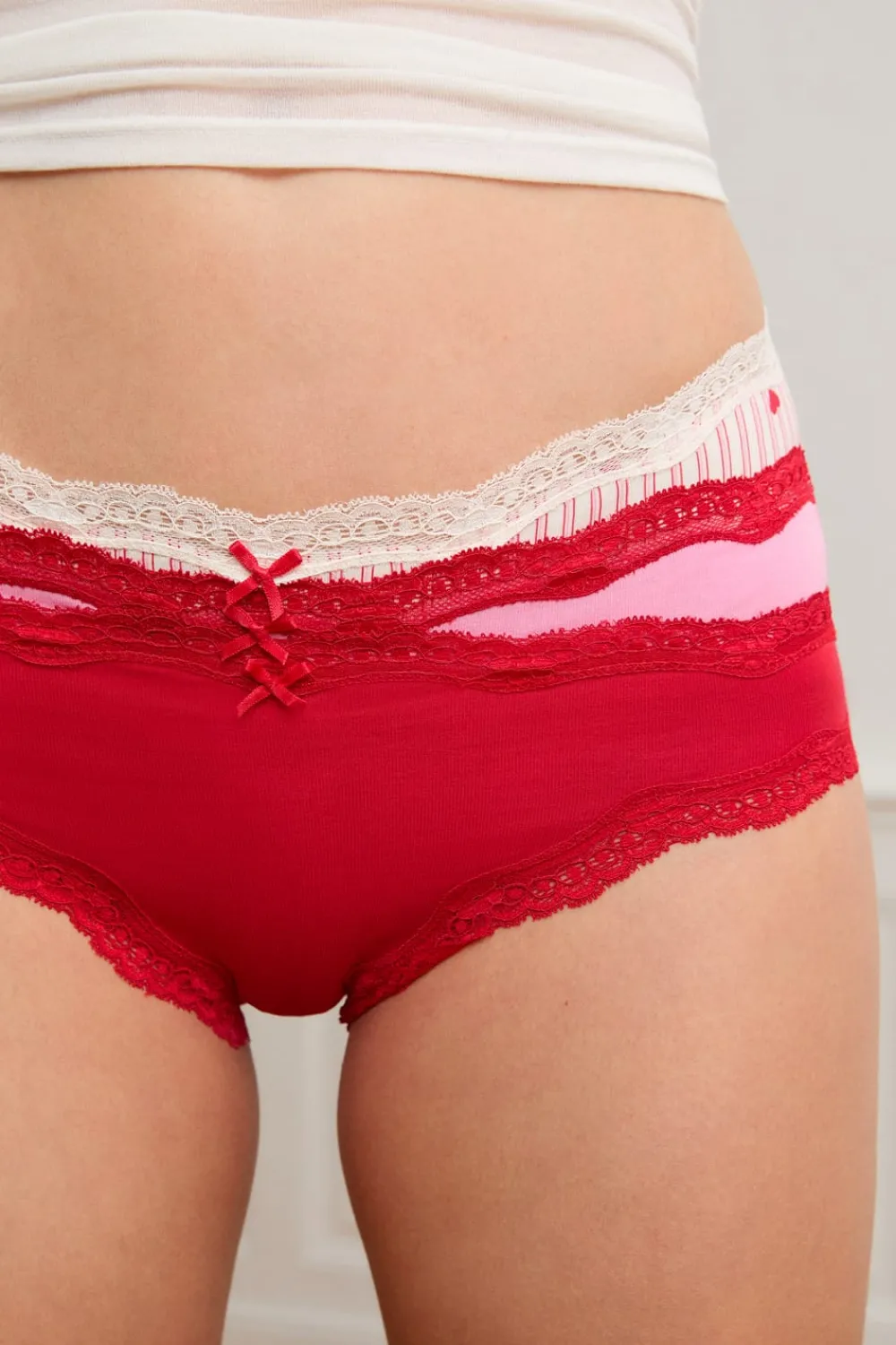 Hot ETAM Set de 3 bragas de algodón ROJO