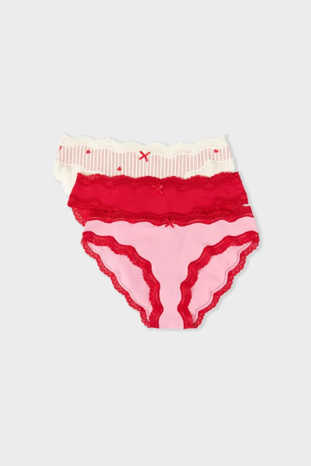 Hot ETAM Set de 3 bragas de algodón ROJO