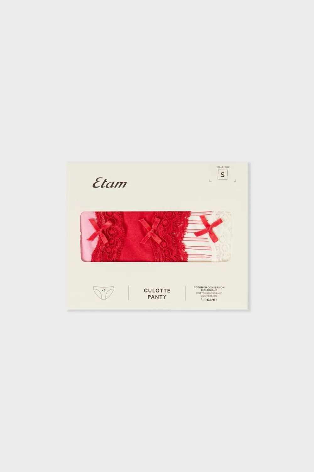 Hot ETAM Set de 3 bragas de algodón ROJO
