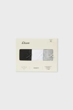 New ETAM Set de 3 braguitas culotte de algodón orgánico BLANCO/NEGRO/C.GRIS