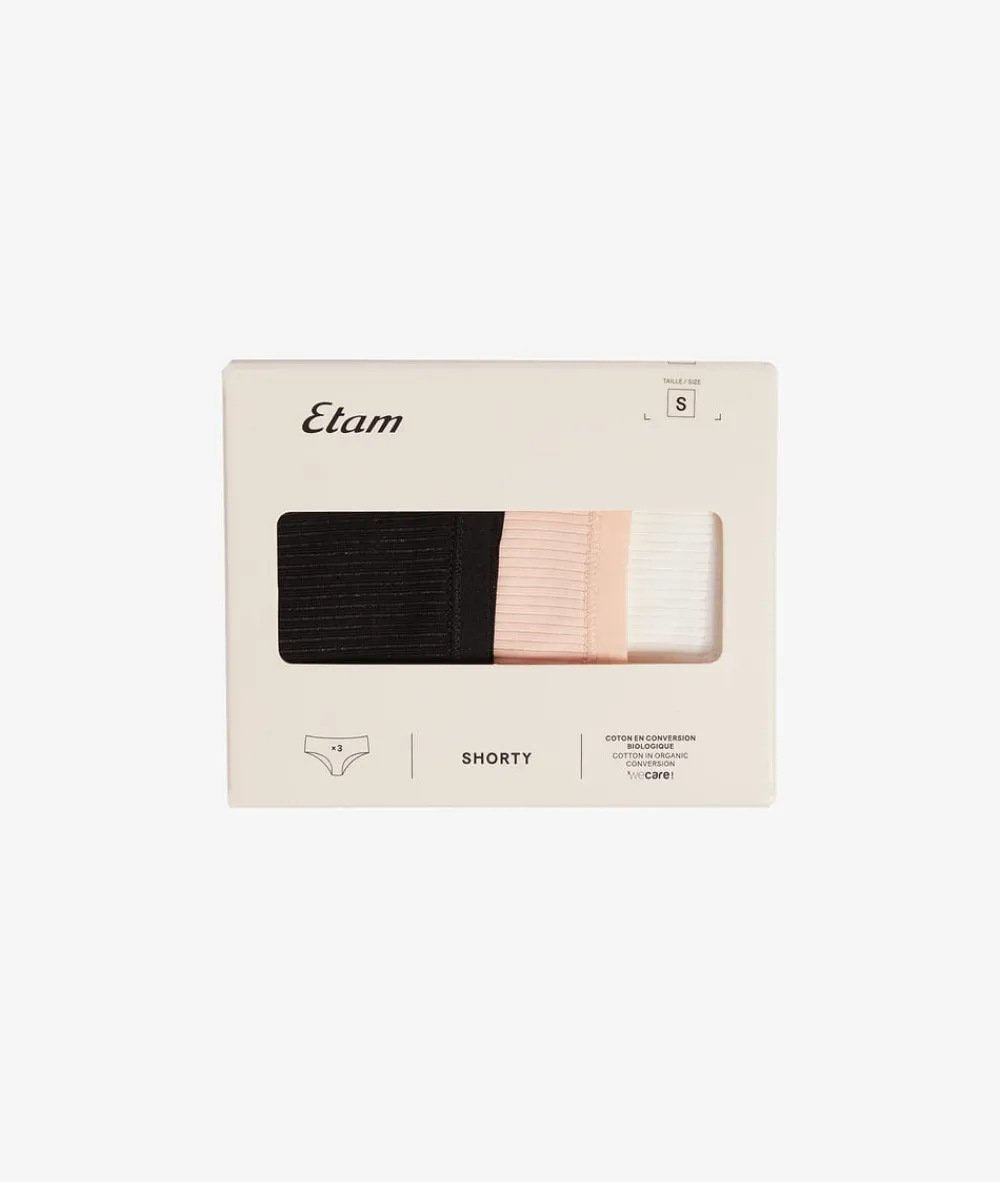 Outlet ETAM Set de 3 braguitas culotte de algodón ROSA NUDE