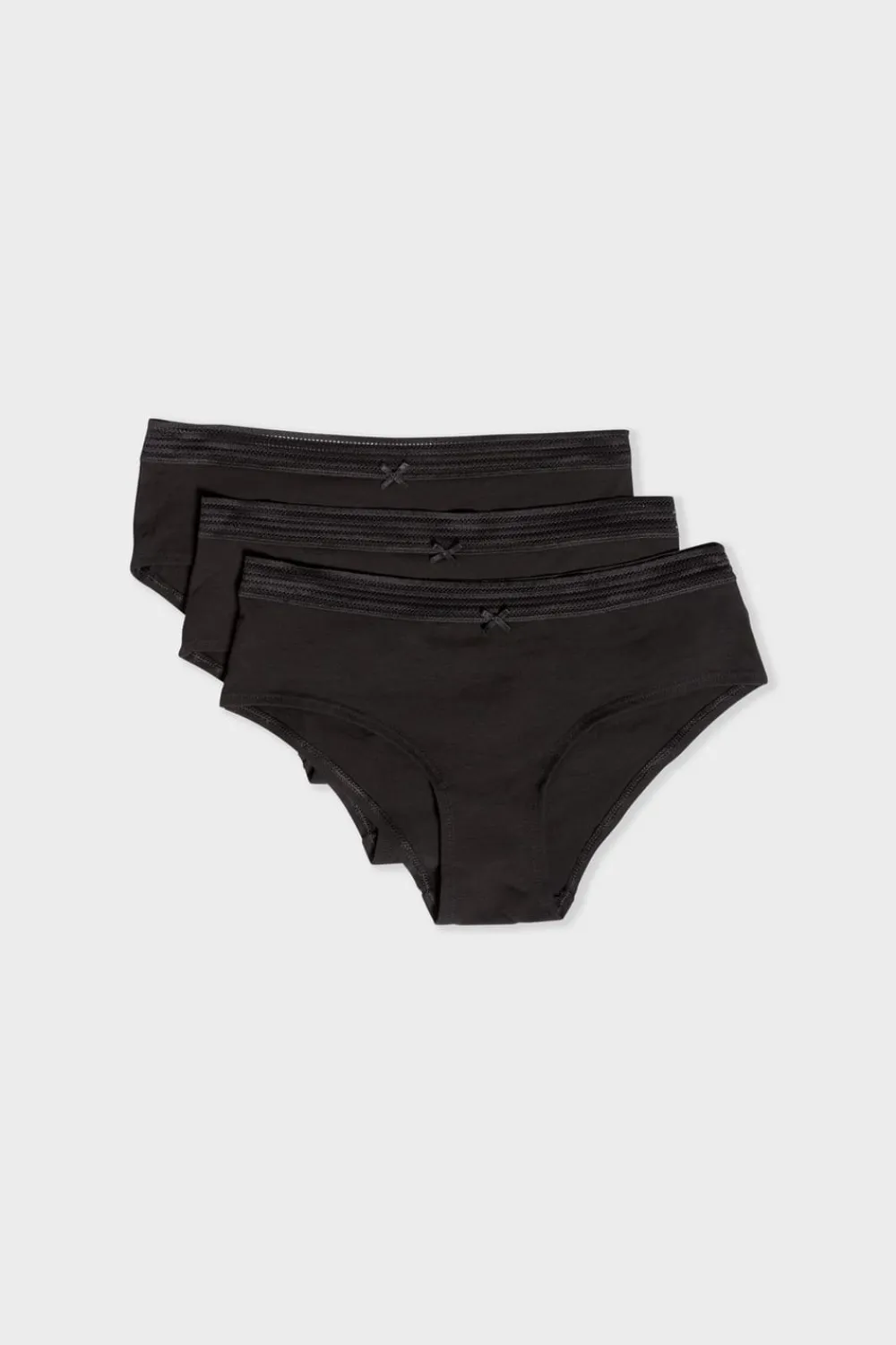 New ETAM Set de 3 braguitas culotte de algodón y encaje NEGRO