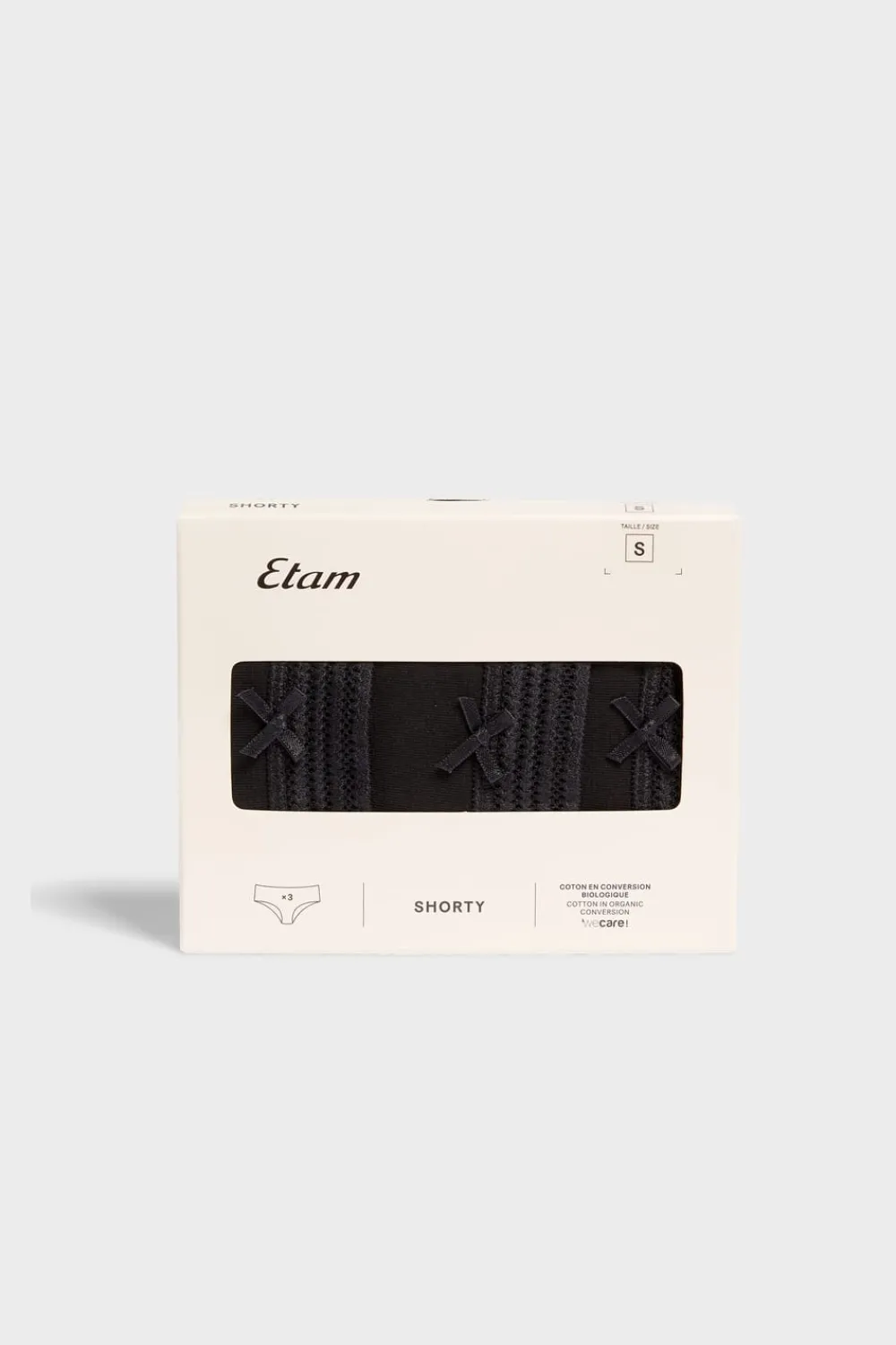 New ETAM Set de 3 braguitas culotte de algodón y encaje NEGRO