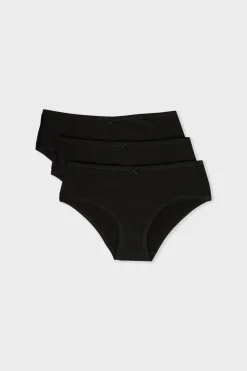 Outlet ETAM Set de 3 braguitas culotte de algodón orgánico NEGRO