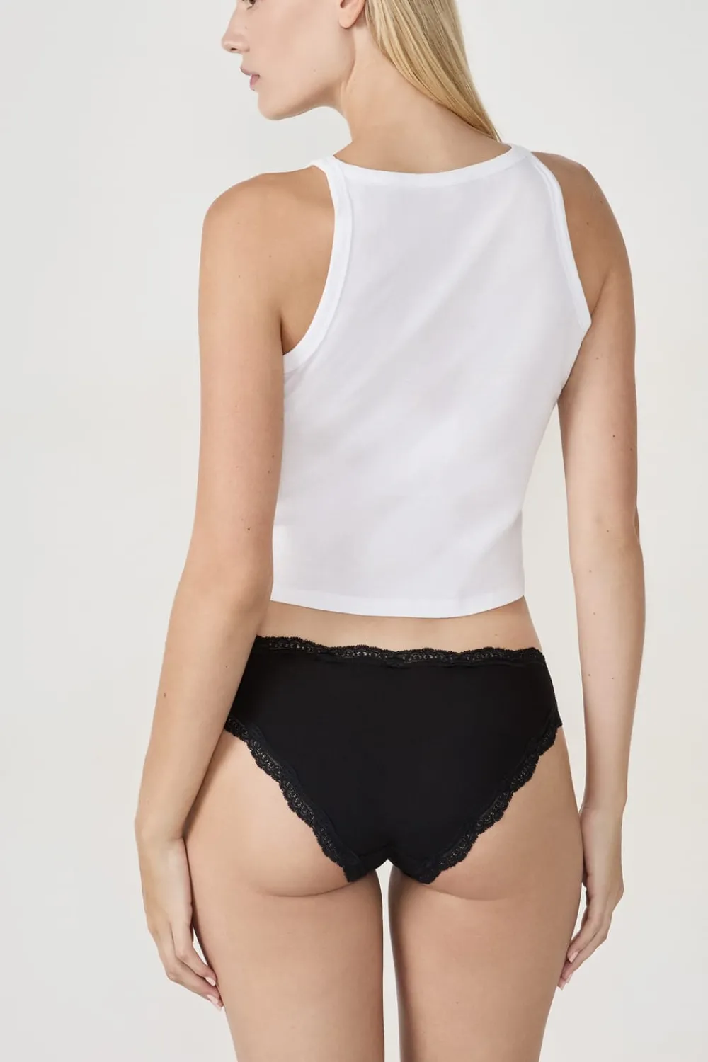 Discount ETAM Set de 7 braguitas de algodón y encaje NEGRO