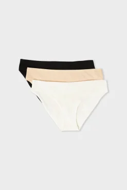 Outlet ETAM Set de 3 braguitas de algodón ROSA NUDE