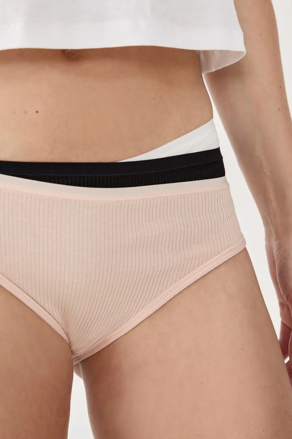Outlet ETAM Set de 3 braguitas de algodón ROSA NUDE