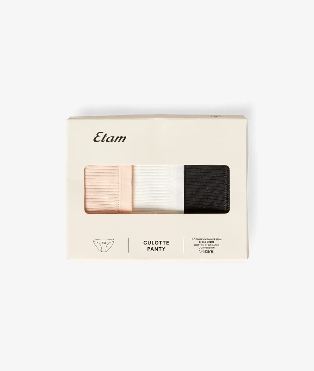 Outlet ETAM Set de 3 braguitas de algodón ROSA NUDE