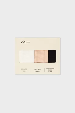 Outlet ETAM Set de 3 braguitas de algodón ROSA NUDE