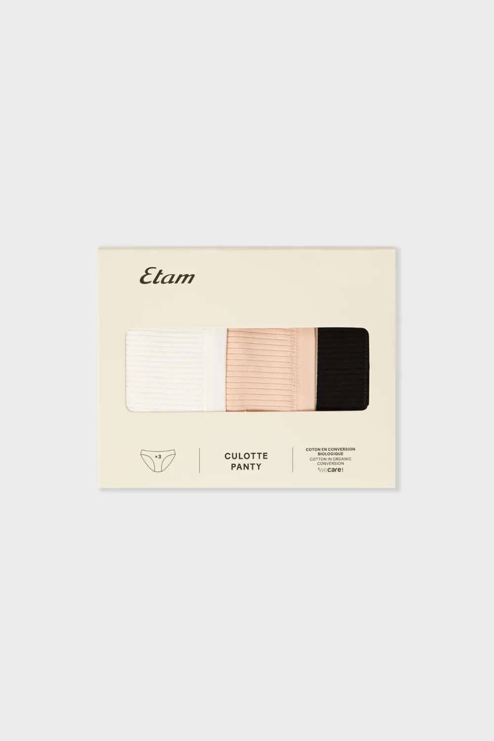 Outlet ETAM Set de 3 braguitas de algodón ROSA NUDE