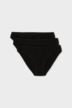 Outlet ETAM Set de 3 braguitas de algodón ecológico NEGRO
