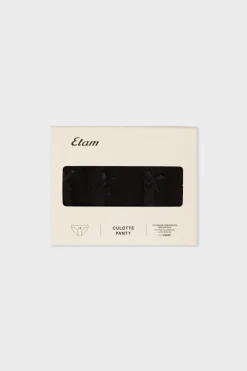 Outlet ETAM Set de 3 braguitas de algodón ecológico NEGRO