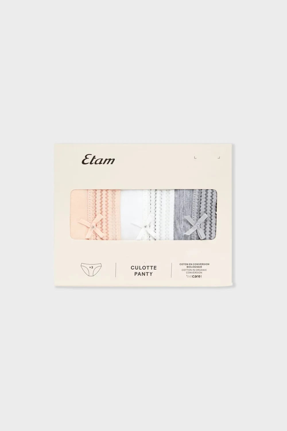 Best ETAM Set de 3 braguitas de algodón y encaje MULTICOLOR