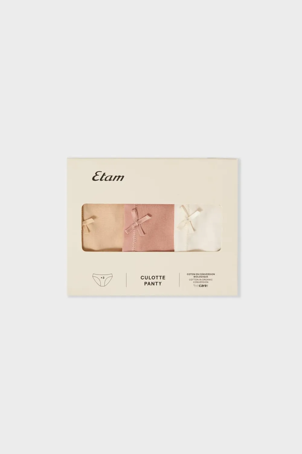 Hot ETAM Set de 3 braguitas de algodón ecológico BLANCO ROTO