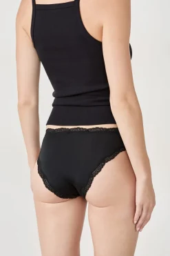 Sale ETAM Set de 3 braguitas de microfibra y encaje NEGRO